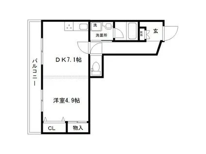 奥江ビルガーデングレース(1DK/6階)の間取り写真