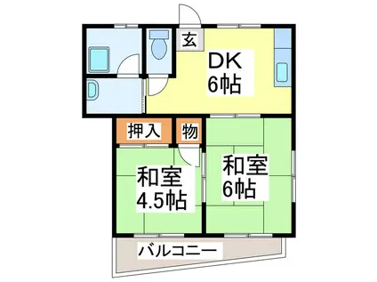 植柳アパート(2DK/2階)の間取り写真