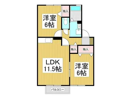 セジュール上徳間A(2LDK/2階)の間取り写真