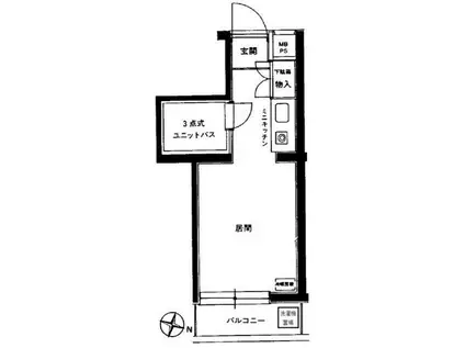 西新宿第2ローヤルコーポ(ワンルーム/1階)の間取り写真