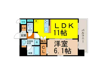 プレサンス名古屋STATIONルミアス(1LDK/9階)の間取り写真