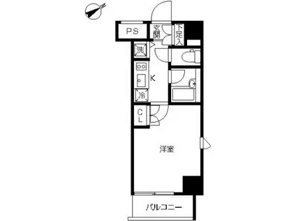 スカイコート品川大崎(1K/2階)の間取り写真
