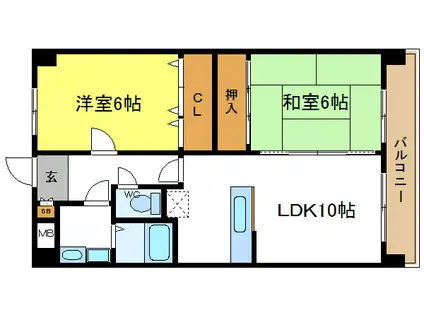 パラッツオディミヤモト(2LDK/5階)の間取り写真