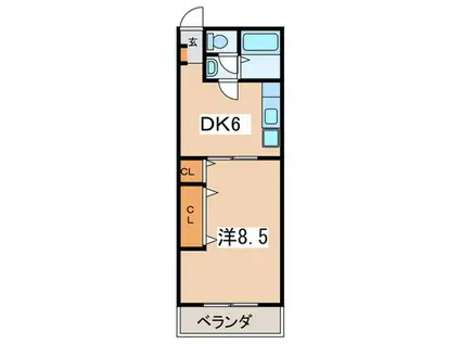 コスモAOI三ツ沢(1DK/3階)の間取り写真