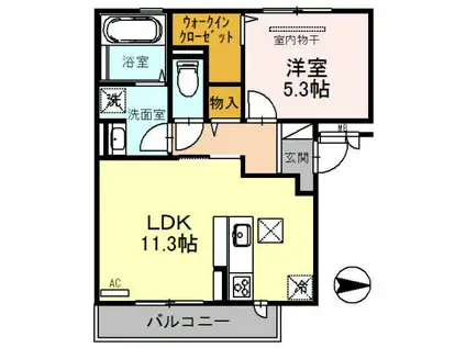 ヴィラージュ武庫之荘(1LDK/3階)の間取り写真