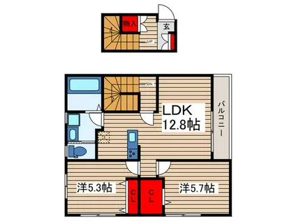 ACIER IRIFUNE(2LDK/2階)の間取り写真