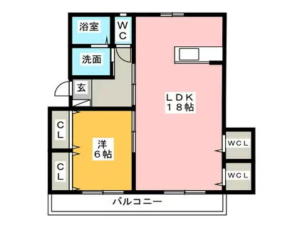 カトレア(1LDK/2階)の間取り写真