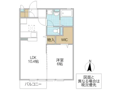 メルシーD(1LDK/1階)の間取り写真