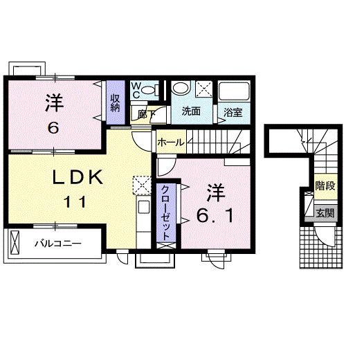 ビューティー・オアシス II(2LDK/2階)の間取り写真
