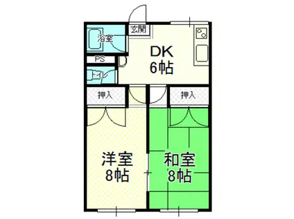 北山アパート(2DK/1階)の間取り写真