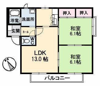 CHEZ-MOI A棟(2LDK/1階)の間取り写真