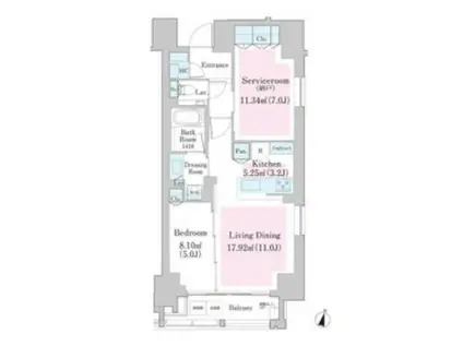 南麻布レジデンス(1SLDK/6階)の間取り写真