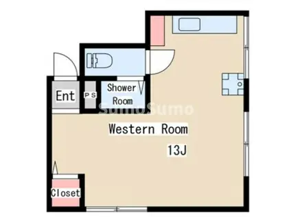 白川ハイツ(ワンルーム/2階)の間取り写真