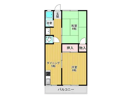 明神マンション2号(2DK/3階)の間取り写真