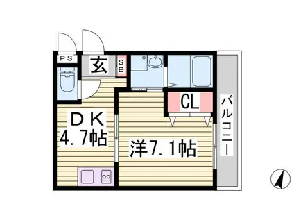 セレブコートII(1DK/1階)の間取り写真