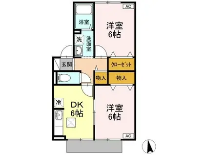 パークサイド堀南E(2DK/1階)の間取り写真