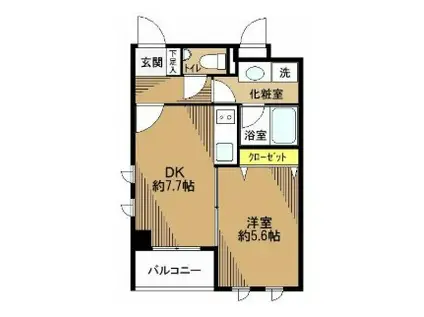 パルロイヤルアレフ赤坂(1DK/3階)の間取り写真