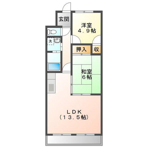 エクセル中川原(2LDK/4階)の間取り写真