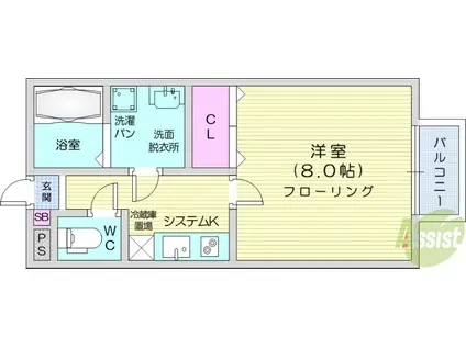 リムプラート南光台(1K/1階)の間取り写真