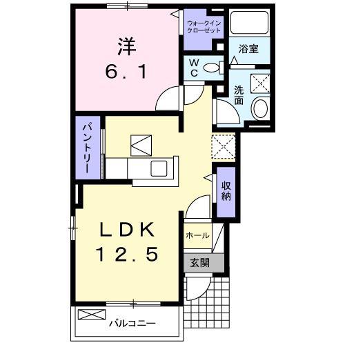 プラシード・アルバ(1LDK/1階)の間取り写真