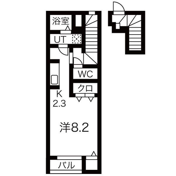 GRIT 浪江(1K/2階)の間取り写真
