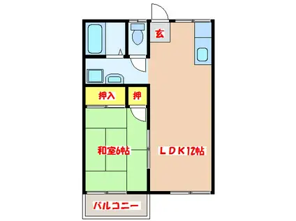 ホワイトハイツ霧島(1LDK/2階)の間取り写真