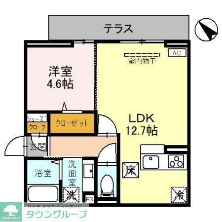 ノーブルヴィラ錦町II(1LDK/1階)の間取り写真