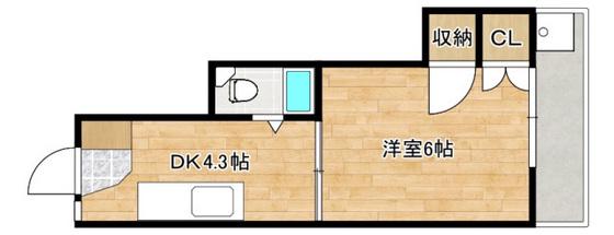 柳川ビル(1DK/2階)の間取り写真