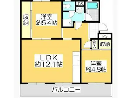 ヴィラナリー屋島(2LDK/4階)の間取り写真