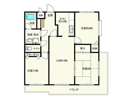 ドミールいぶき野(3LDK/2階)の間取り写真