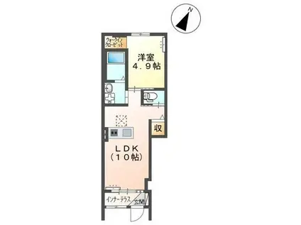 ロマン D棟(1LDK/1階)の間取り写真