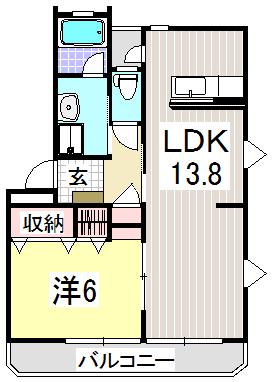 カクサン可美タウンA(1LDK/3階)の間取り写真