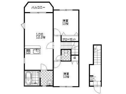 トレステーラUSA(2LDK/2階)の間取り写真