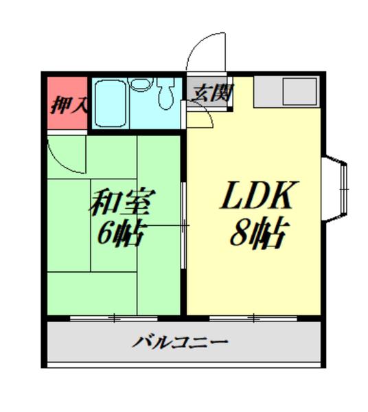 シティハイツ中町(1LDK/3階)の間取り写真