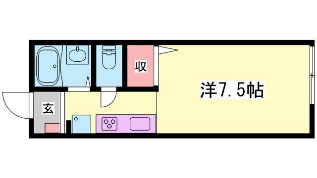 レクスコート(1K/2階)の間取り写真