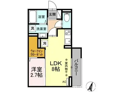 コラージュくりた(1LDK/2階)の間取り写真