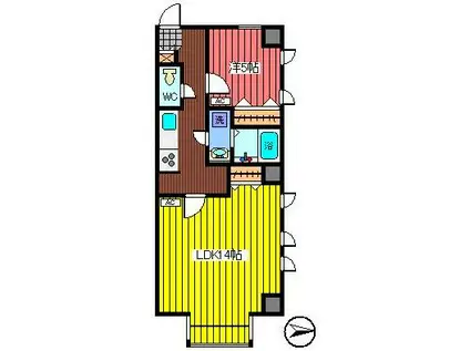 メルビケイ(1LDK/4階)の間取り写真