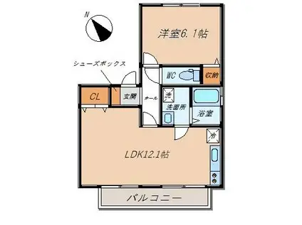 ハイカムール天正寺(1LDK/1階)の間取り写真