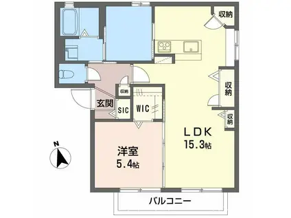 ドゥ・ムールIZUMI(1LDK/2階)の間取り写真