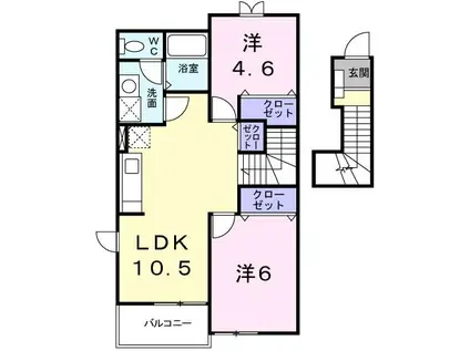ネオメイト21 B(2LDK/2階)の間取り写真
