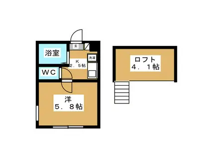 ブルージュ橋本(1K/2階)の間取り写真