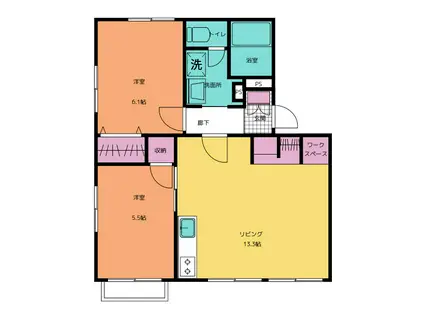 TOWNY HAYAKAWA A棟(2LDK/1階)の間取り写真