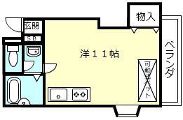 ヤマシンビル(ワンルーム/4階)の間取り写真