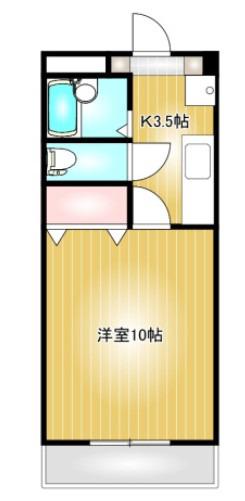 ジュネス沖新(1K/6階)の間取り写真