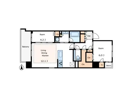 イニシア日暮里アベニュー(2LDK/9階)の間取り写真