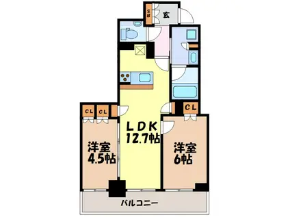 ザ・パークハウス久屋ローレルタワー(2LDK/9階)の間取り写真