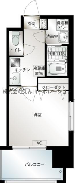 エンクレスト博多駅前III(1K/2階)の間取り写真