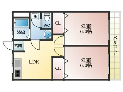 シティハイム重田(2LDK/2階)の間取り写真