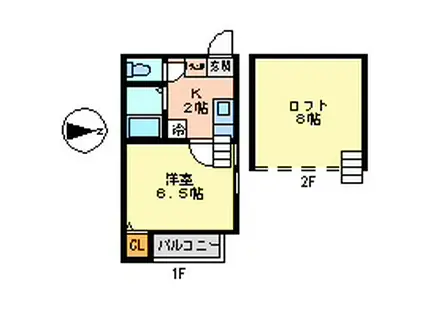 メゾンα(1K/1階)の間取り写真