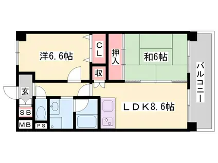 リアライズ加古川I(2LDK/3階)の間取り写真